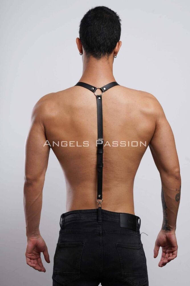 Men's Leather Trouser Belt and Suspenders - 8