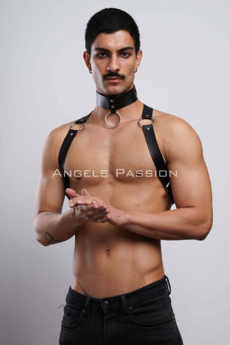 Men's Party Wear Choker and Chest Harness - 1