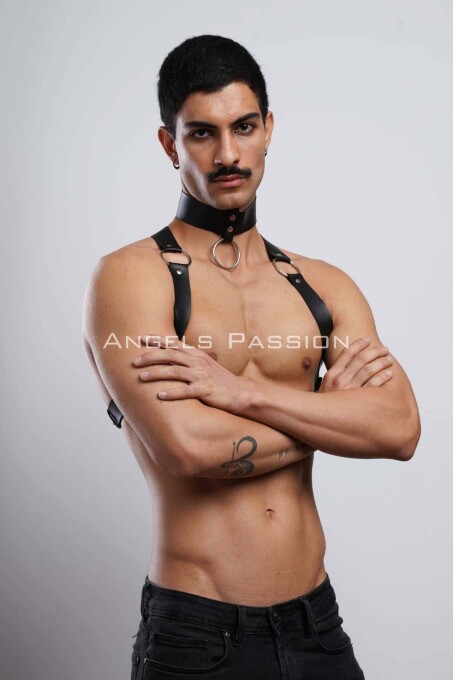 Men's Party Wear Choker and Chest Harness - 3