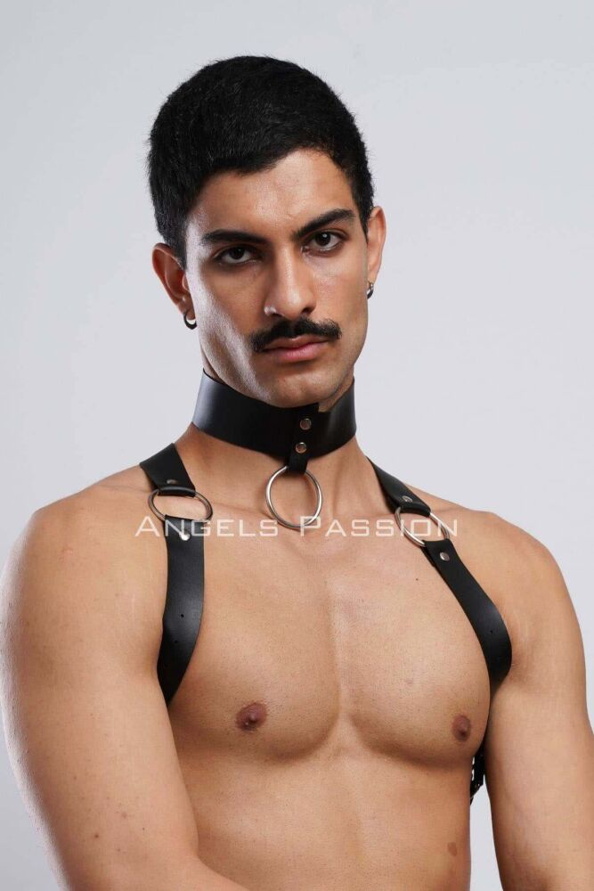 Men's Party Wear Choker and Chest Harness - 4