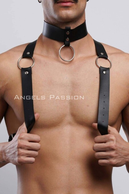 Men's Party Wear Choker and Chest Harness - 6