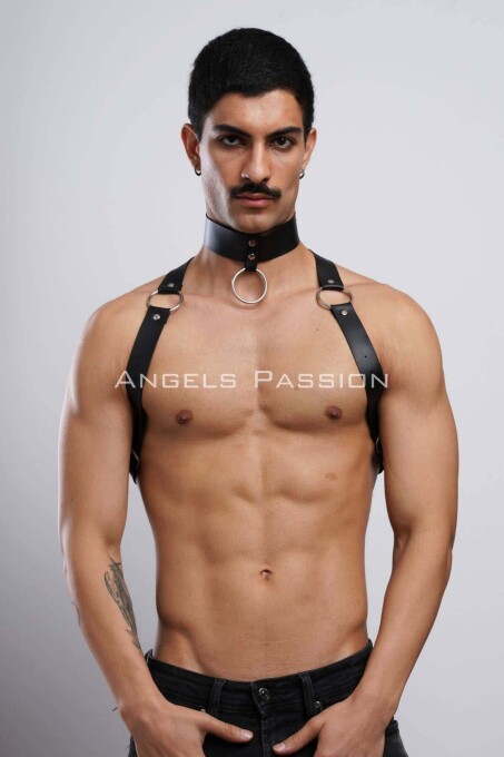 Men's Party Wear Choker and Chest Harness - 7