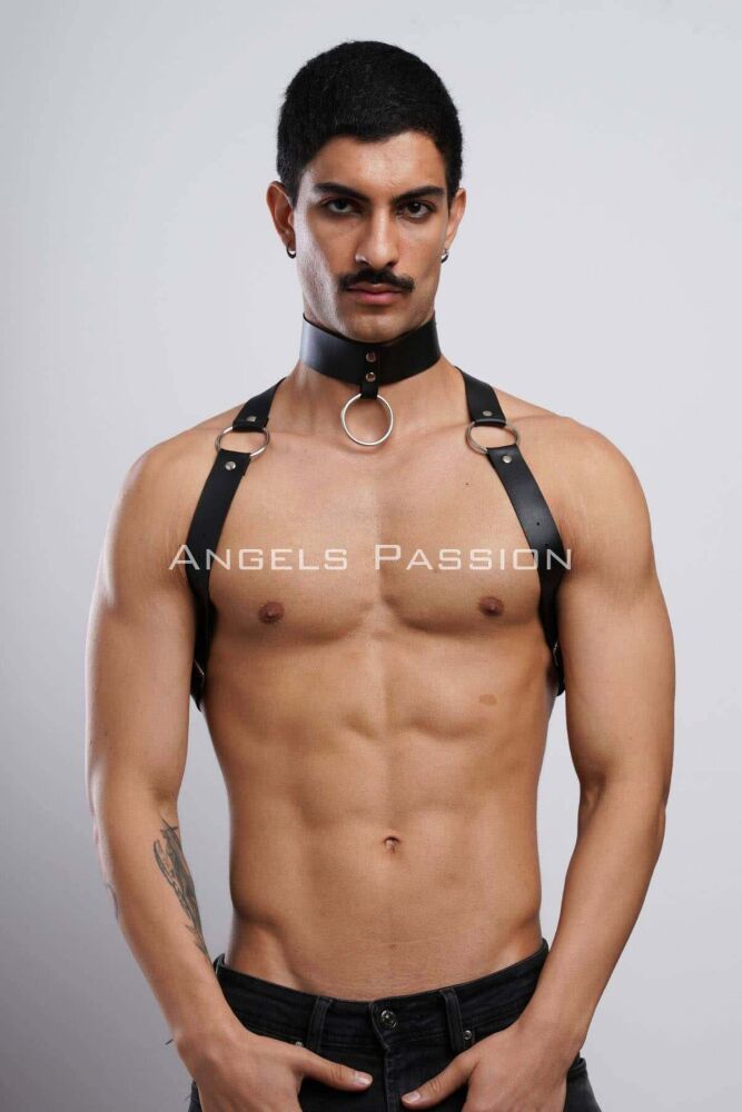 Men's Party Wear Choker and Chest Harness - 7