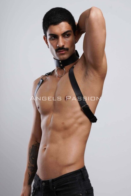 Men's Party Wear Choker and Chest Harness - 9