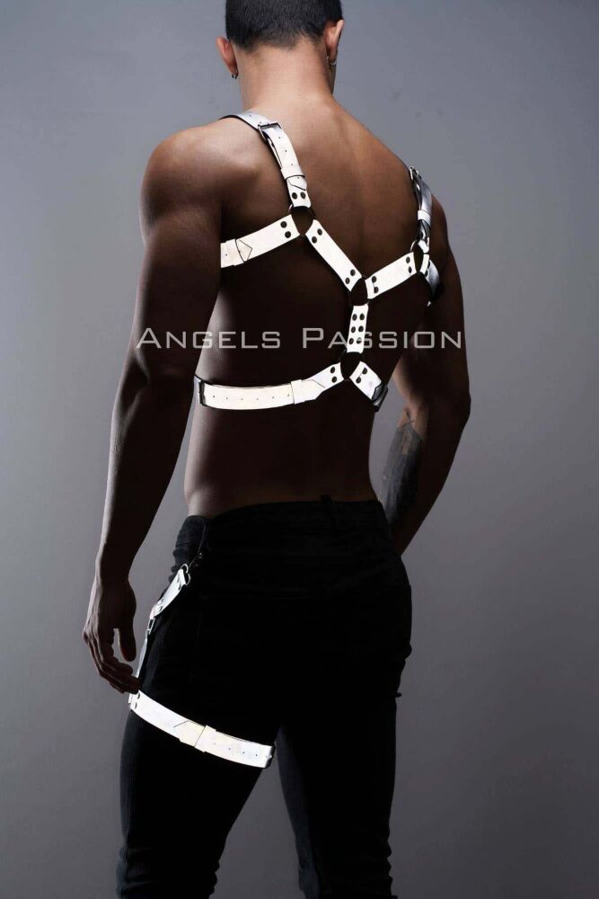 Men's Reflective Chest and Leg Harness Set, Glow in the Dark - 5