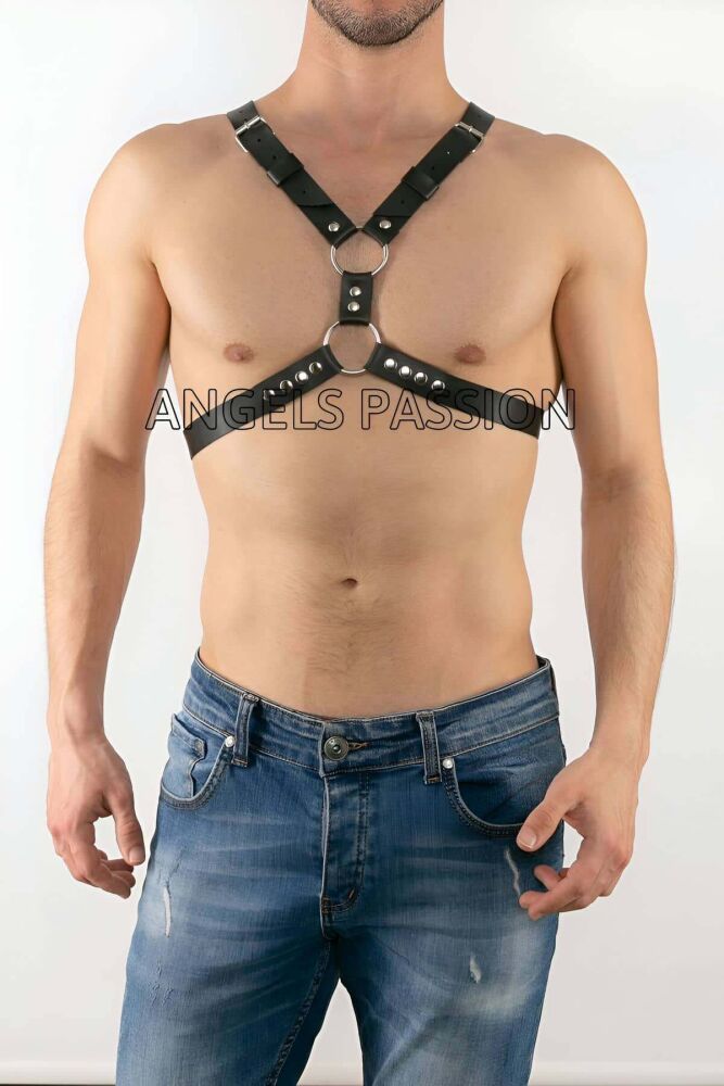 Men's Sexy Leather Chest Harness for Gay Fantasy Wear - 1