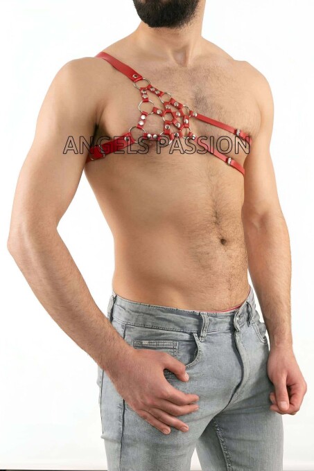 Men's Single Shoulder Leather Harness for Fantasy Wear - 1