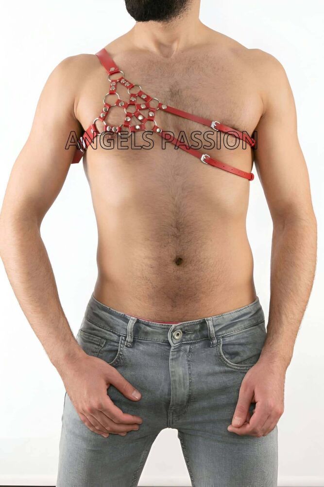 Men's Single Shoulder Leather Harness for Fantasy Wear - 2