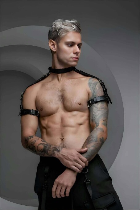 Men's Stylish Harness with Neck, Biceps, and Shoulder Details - 1