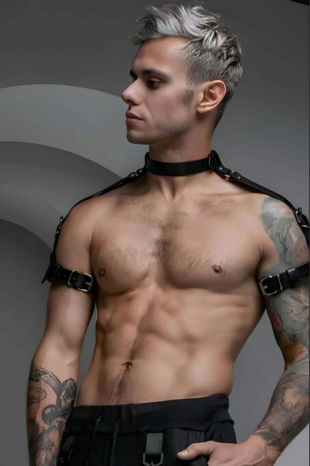 Men's Stylish Harness with Neck, Biceps, and Shoulder Details - 3