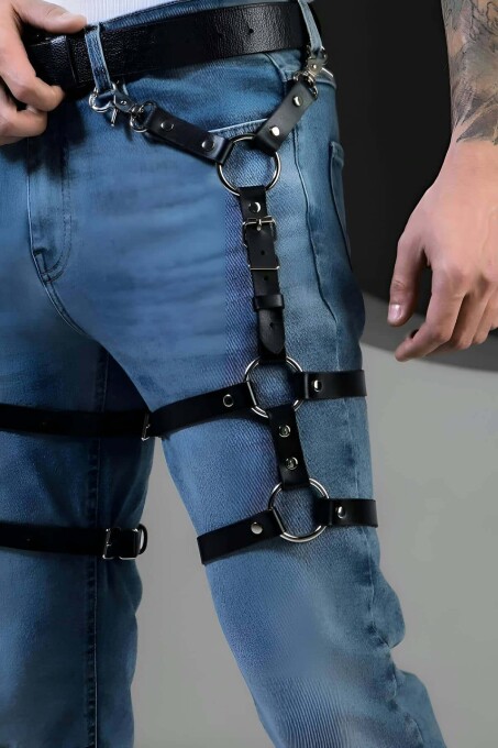 Men's Stylish Leather Belt and Leg Accessory - 2