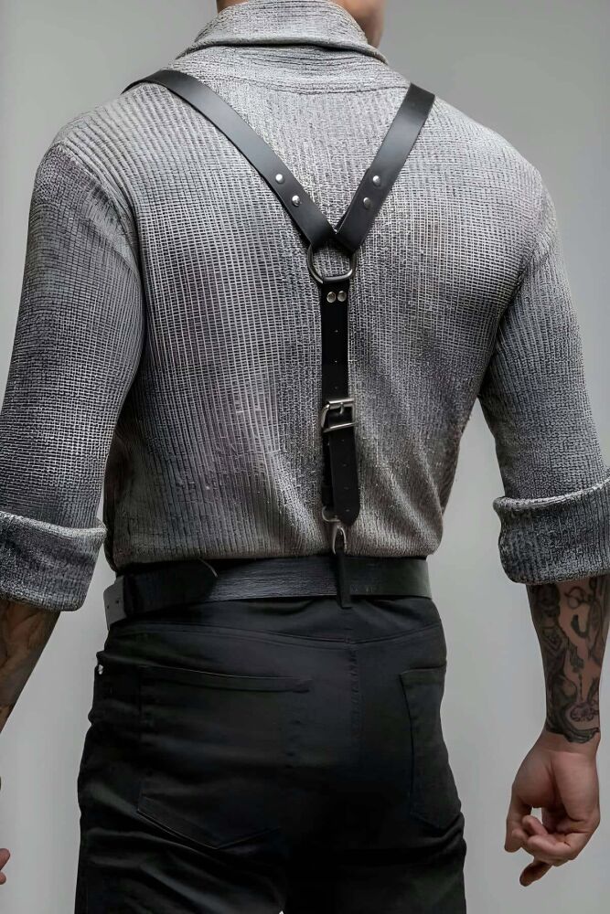 Men's Stylish Leather Belt Suspender - 2