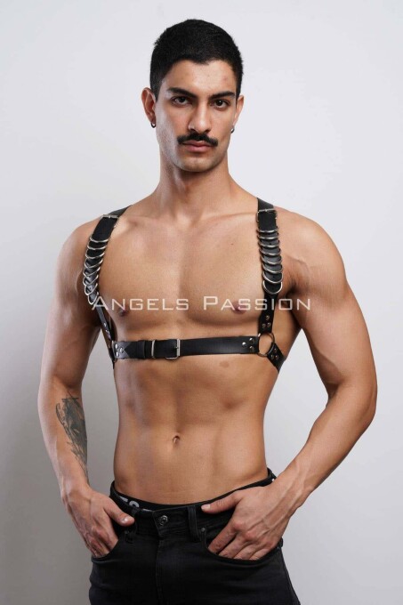 Men's Stylish Leather Chest Harness with D Ring Detail for T-Shirts - 2