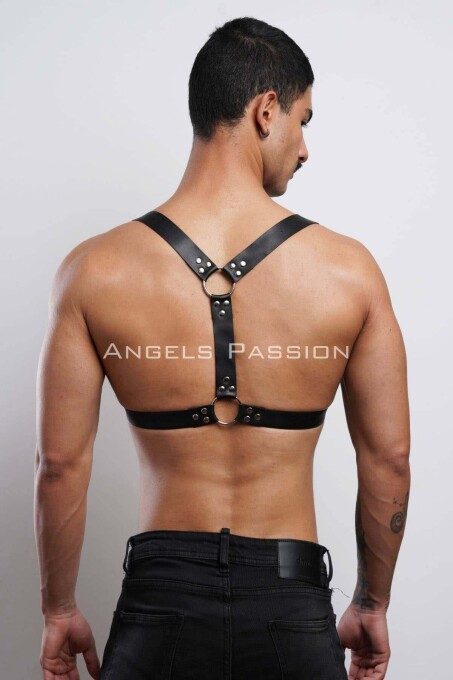 Men's Stylish Leather Chest Harness with D Ring Detail for T-Shirts - 4