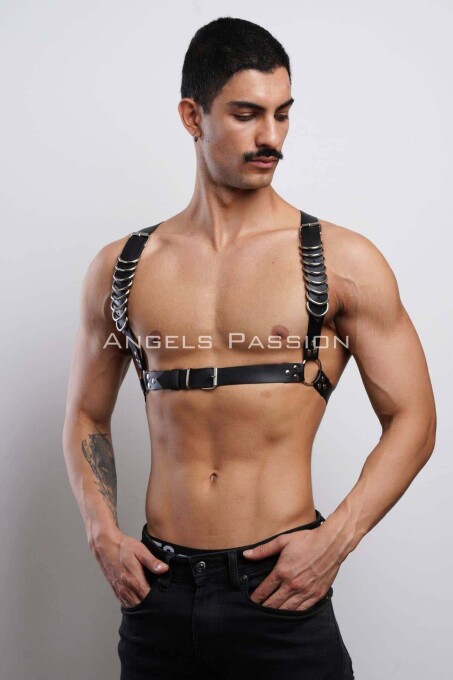 Men's Stylish Leather Chest Harness with D Ring Detail for T-Shirts - 5