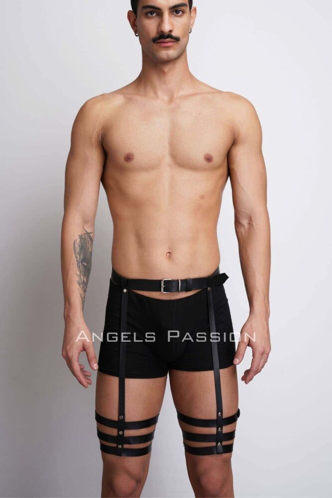 Men's Suspenders Harness with Stylish Leg Accessory - 1