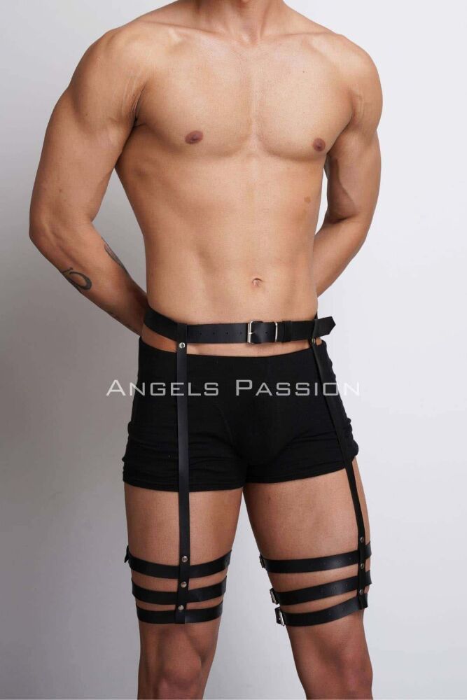 Men's Suspenders Harness with Stylish Leg Accessory - 3