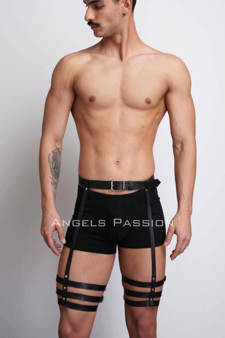 Men's Suspenders Harness with Stylish Leg Accessory - 4