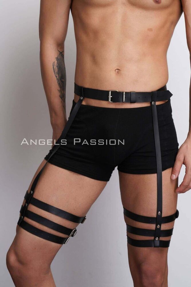 Men's Suspenders Harness with Stylish Leg Accessory - 6