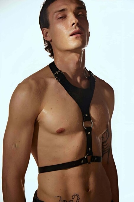 Men's V-Shaped Chest Harness, Stylish Shirt Accessory - 1