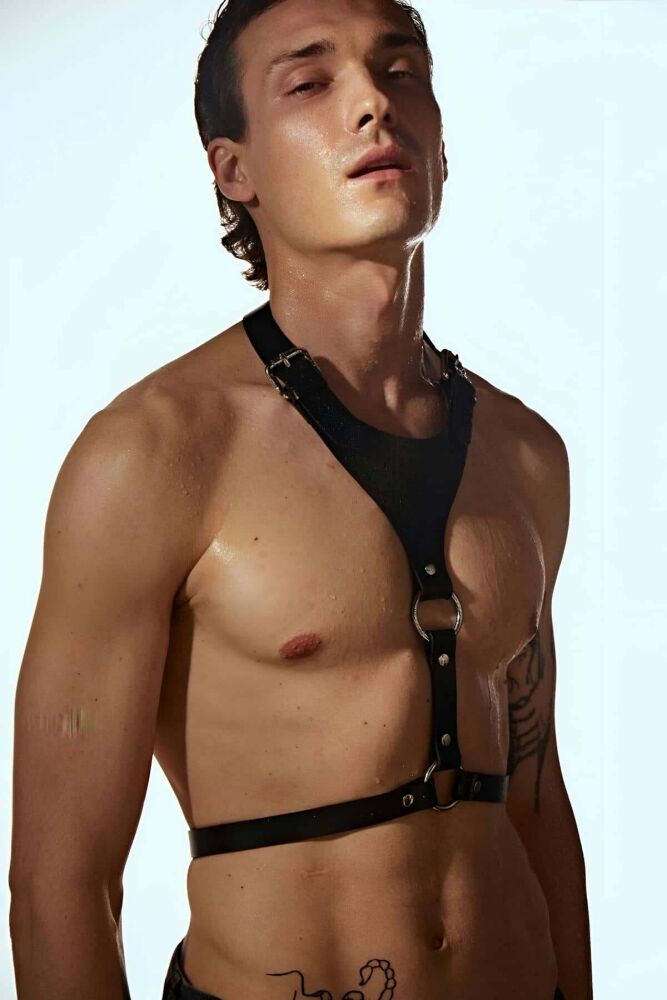 Men's V-Shaped Chest Harness, Stylish Shirt Accessory - 1