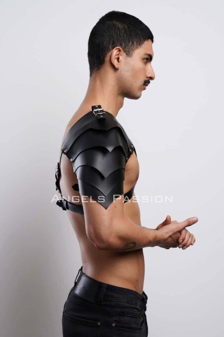 One Shoulder Gladiator Leather Harness for Cosplay and Warrior Costume - 4