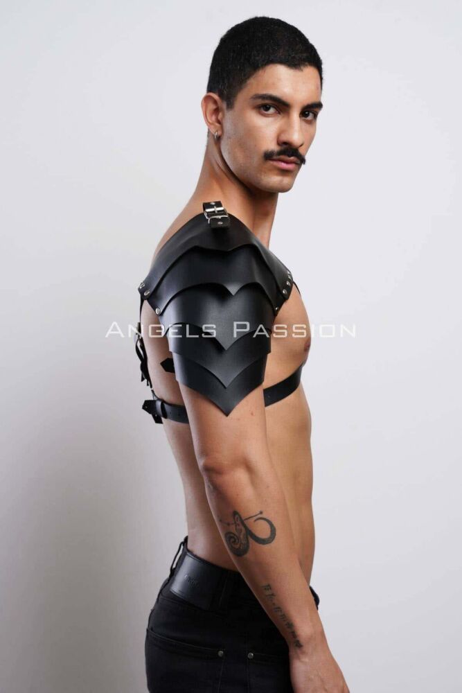 One Shoulder Gladiator Leather Harness for Cosplay and Warrior Costume - 5