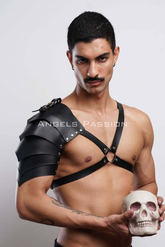 One Shoulder Gladiator Leather Harness for Cosplay and Warrior Costume - 7