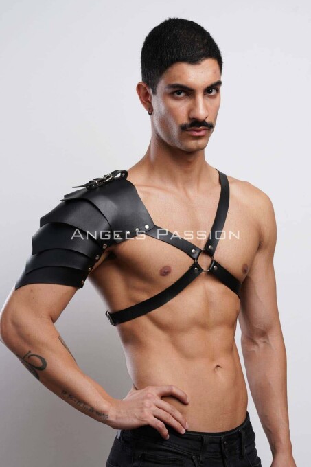 One Shoulder Gladiator Leather Harness for Cosplay and Warrior Costume - 8