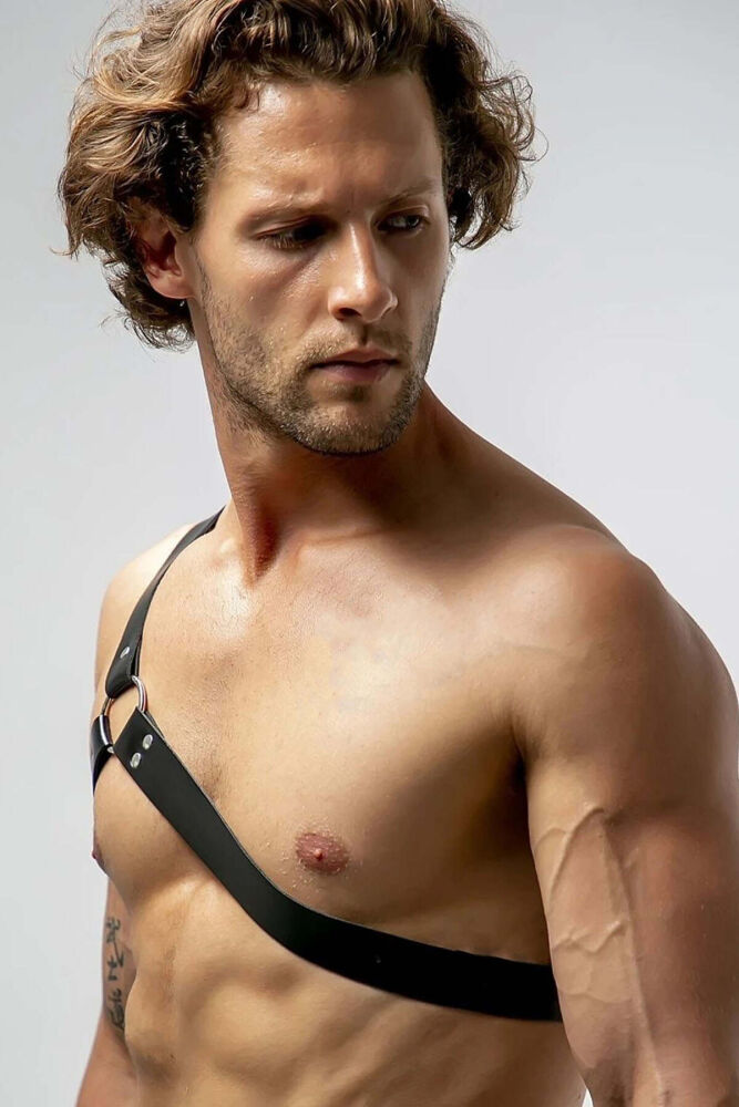 One Shoulder Leather Harness for Men's Fashion - 3