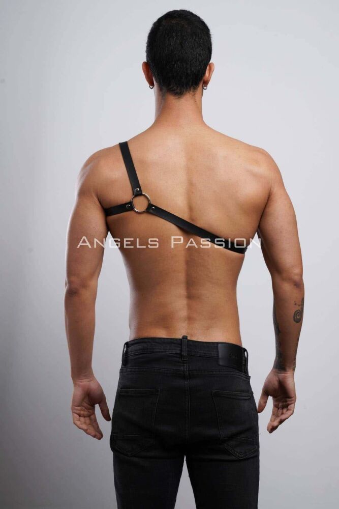 One Shoulder Men's Leather Harness for Dancer Clothing - 5