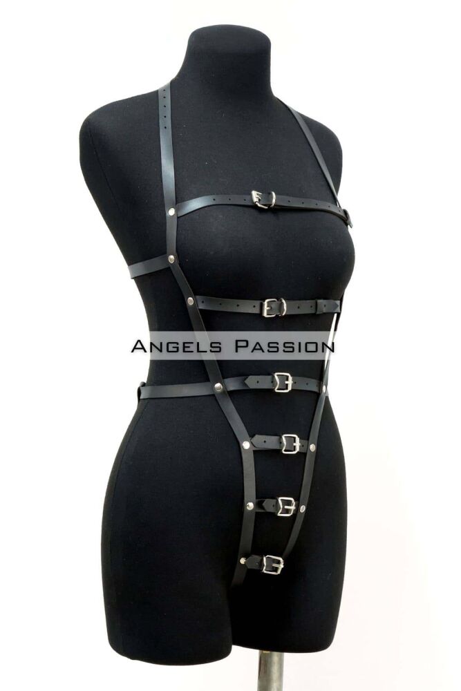 Open Crotch Leather Fancy Wear, Leather Leather Body Harness - 2