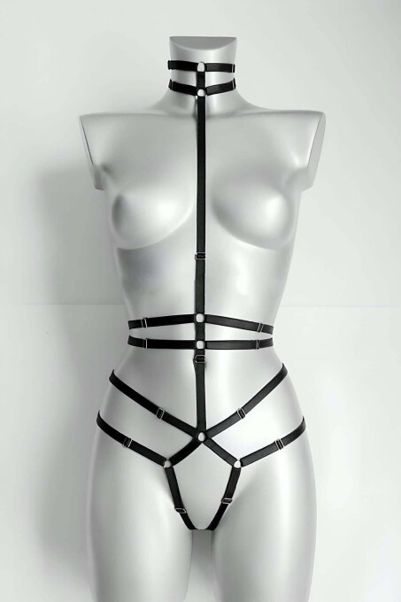 Open Crotch Sexy Garter Body Harness - 1