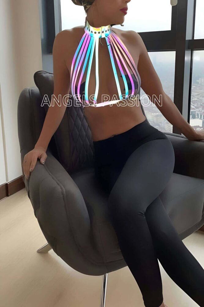 Rainbow Reflective Sexy Bustier Harness - 3