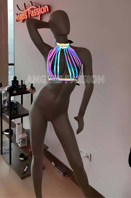 Rainbow Reflective Sexy Bustier Harness - 4