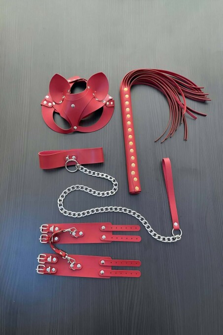 Red Fantasy Whip and Handcuff Set - 1