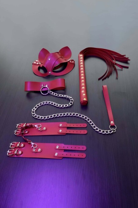 Red Fantasy Whip and Handcuff Set - 2