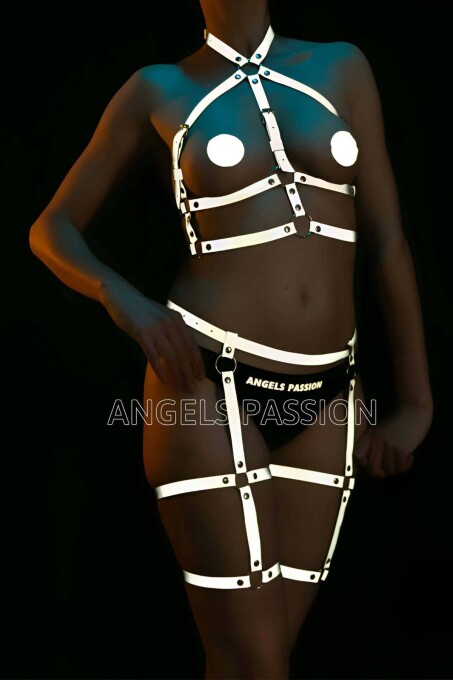 Reflective Garter Harness Set, Glow in the Dark Garter Belt - 1