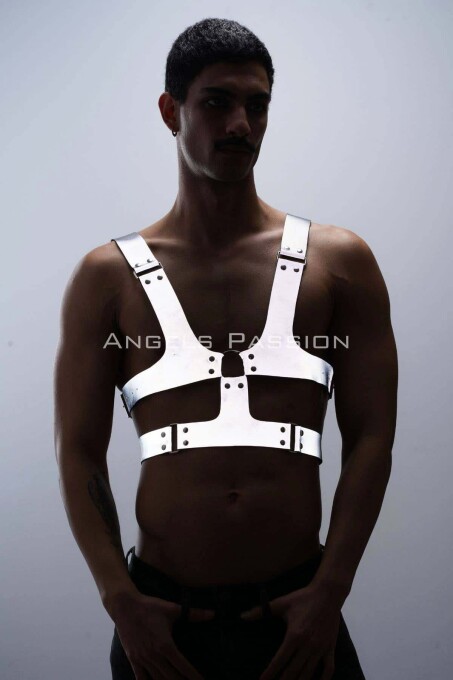 Reflective Glow in the Dark Hard Chest Harness for Gay Men's Clothing - 1