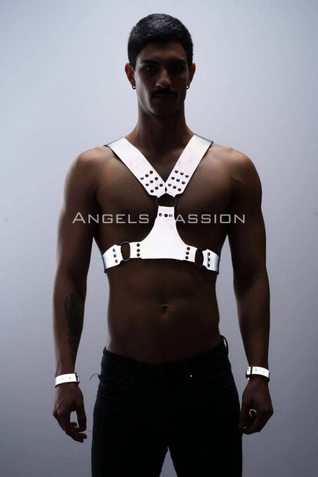 Reflective Glow in the Dark Men's Cuffed Chest Harness Set - 3