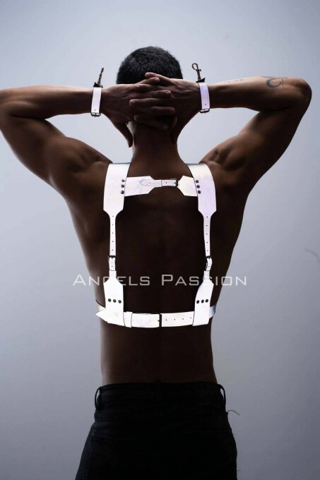 Reflective Glow in the Dark Men's Cuffed Chest Harness Set - 6