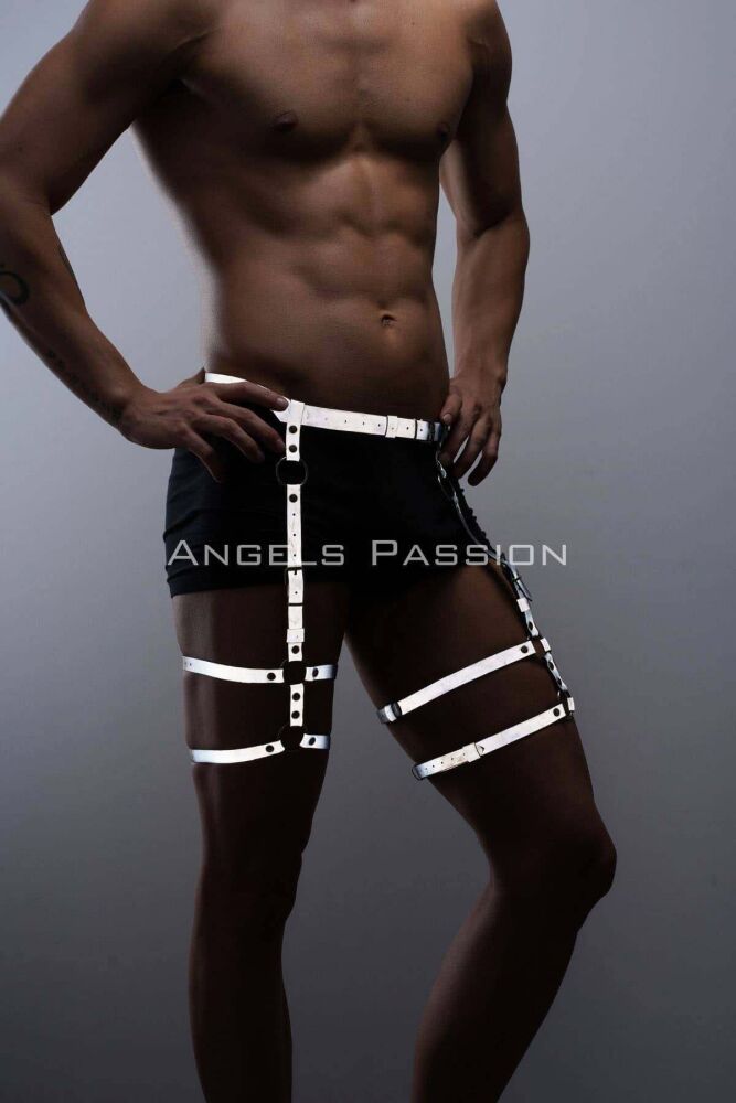 Reflective Glow in the Dark Men's Suspenders and Leg Harness - 1