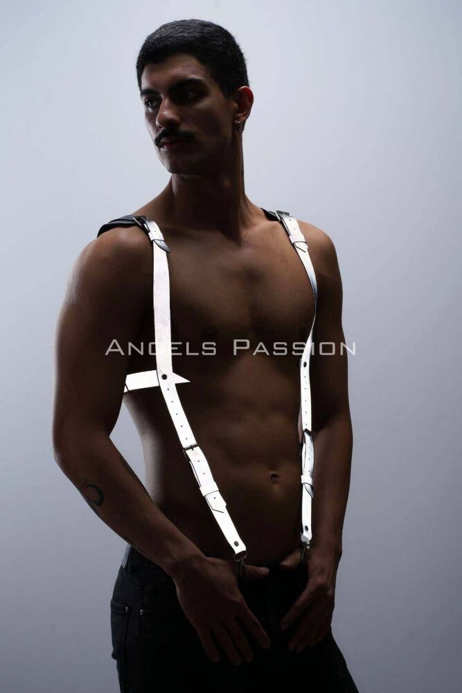 Reflective Glow in the Dark Trousers Suspenders and Chest Harness - 4