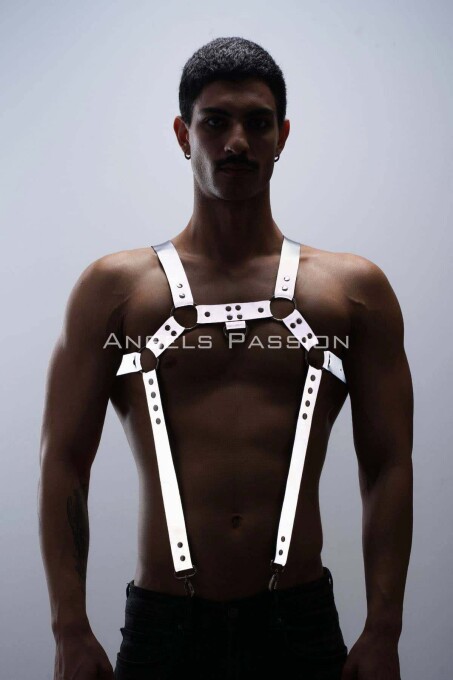 Reflective Men's Chest Harness with Suspenders - 1