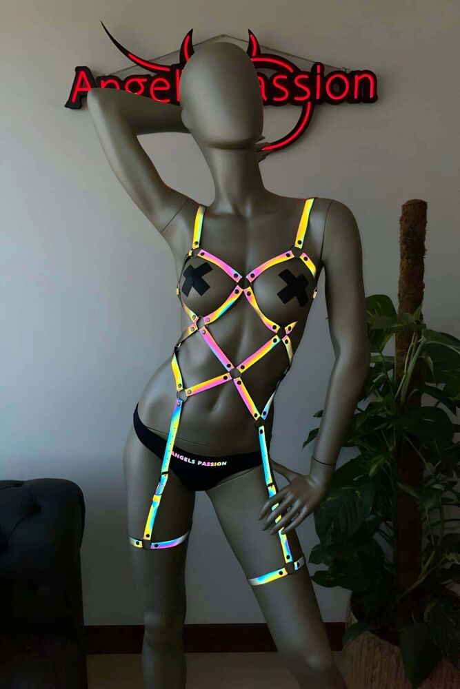 Reflective Sexy Harness for Pole Dance Clothing - 1