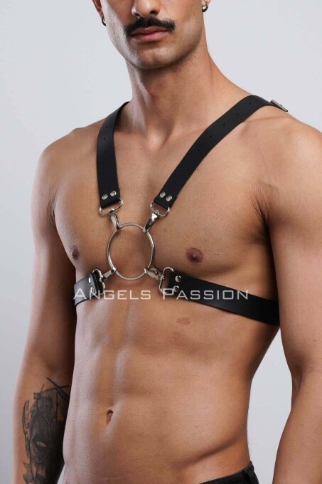 Ring Detailed X Chest Men's Harness for Clubwear - 3