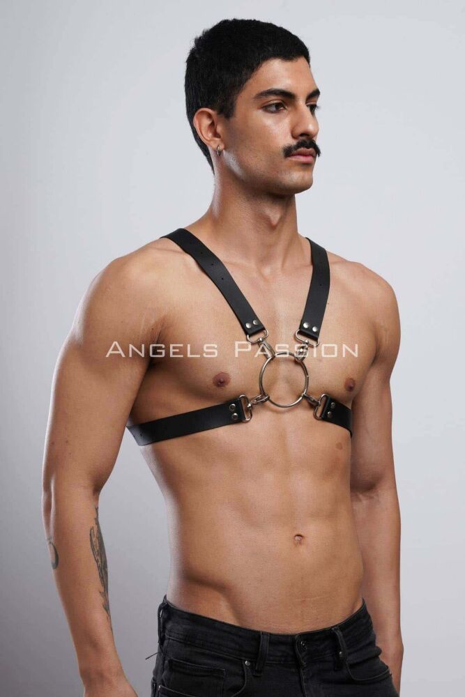 Ring Detailed X Chest Men's Harness for Clubwear - 5