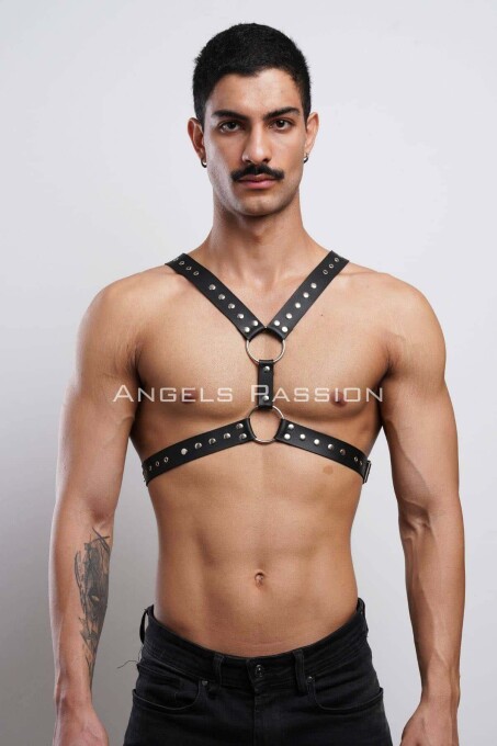 Rivet Detailed Men's Chest Harness for Party Wear - 1