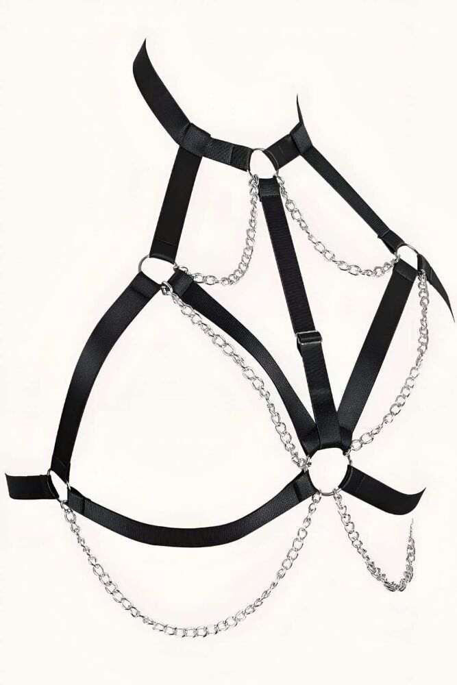 Rubber Chest Harness with Chain Detail - 3