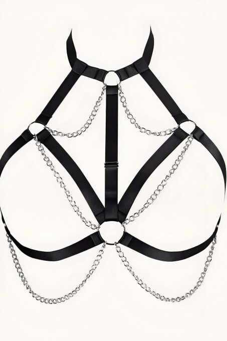 Rubber Chest Harness with Chain Detail - 4